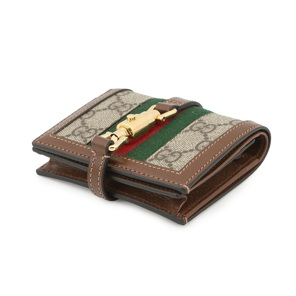 Gucci Wallet GG Jackie Leather Card Wallet Case Supreme Bi fold Black